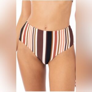 Maaji Burgundy Barcode Reversible Bikini Bottoms- Sz Small